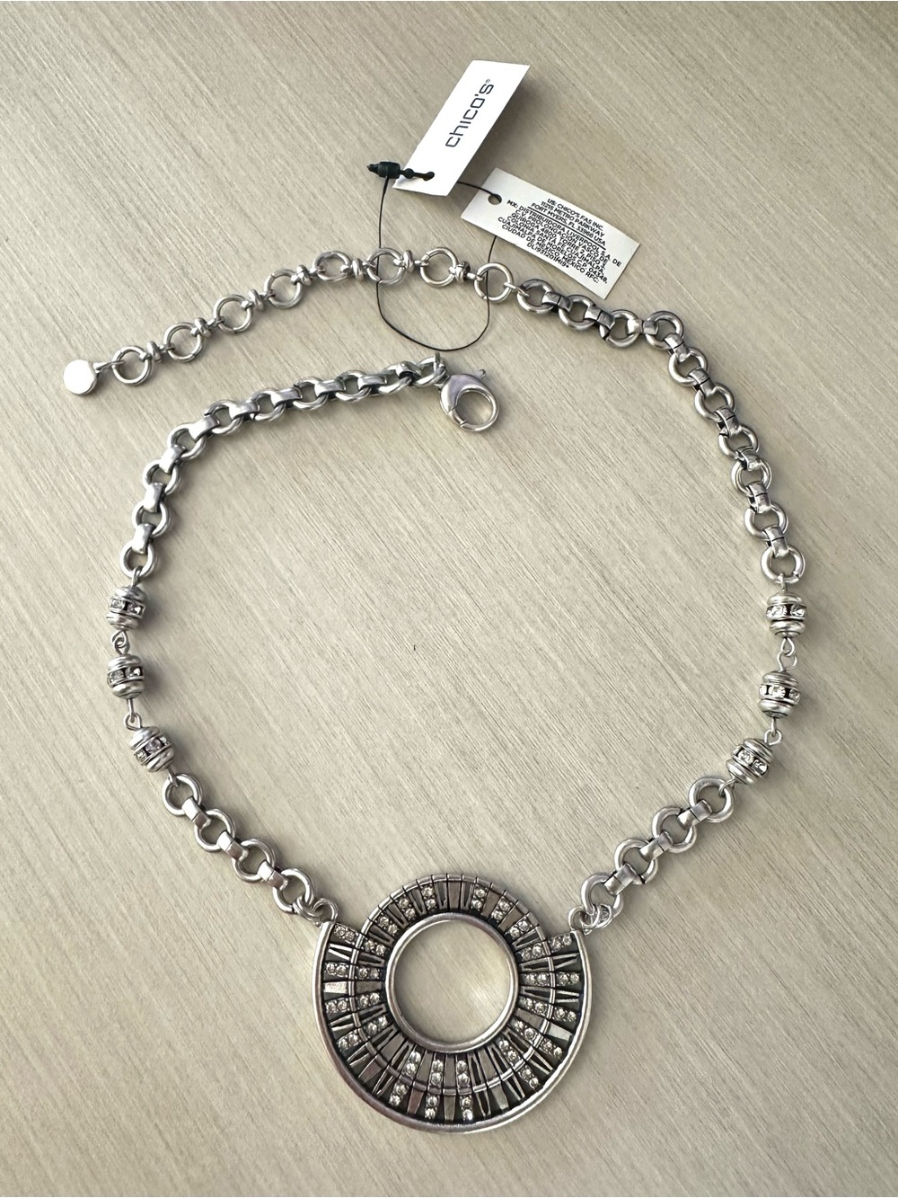 Chico's Silver Circular Pendant Necklace